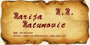 Marija Matunović vizit kartica